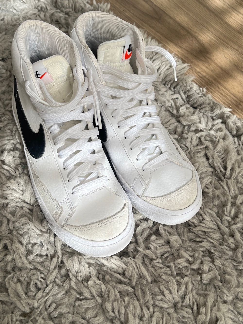 Nike White and Black High-Top Sneakers